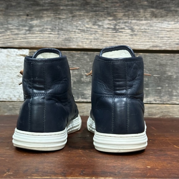GUCCI Men’s Microsoft Blue Leather High-Top Sneakers White Laces US sz 8 - Picture 10 of 13